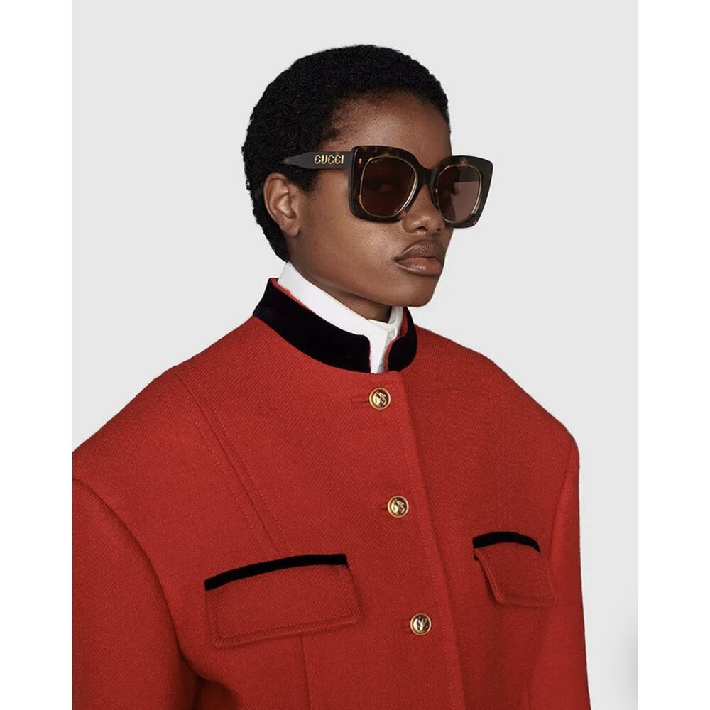 GUCCI GG1151S 003 Butterfly Acetate Havana Brown 51 mm Women's Sunglasses NWOT